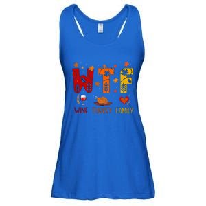 Wtf Wine Turkey Family Funny Thanksgiving Gift Ladies Essential Flowy Tank