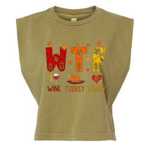 Wtf Wine Turkey Family Funny Thanksgiving Gift Garment-Dyed Women's Muscle Tee