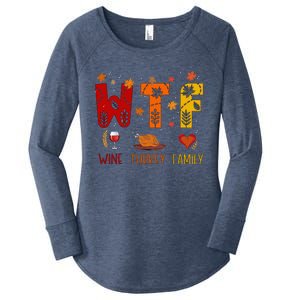 Wtf Wine Turkey Family Funny Thanksgiving Gift Women's Perfect Tri Tunic Long Sleeve Shirt