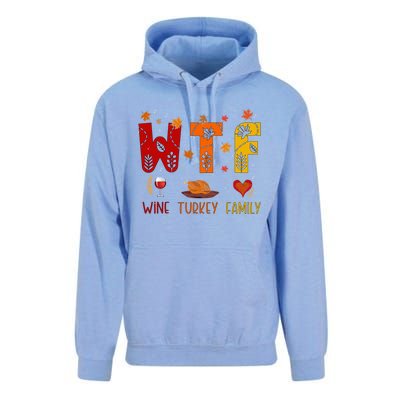 Wtf Wine Turkey Family Funny Thanksgiving Gift Unisex Surf Hoodie