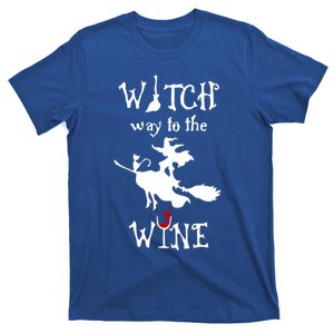 Witch Way To The Wine Witch And Black Cat Halloween S Gift T-Shirt