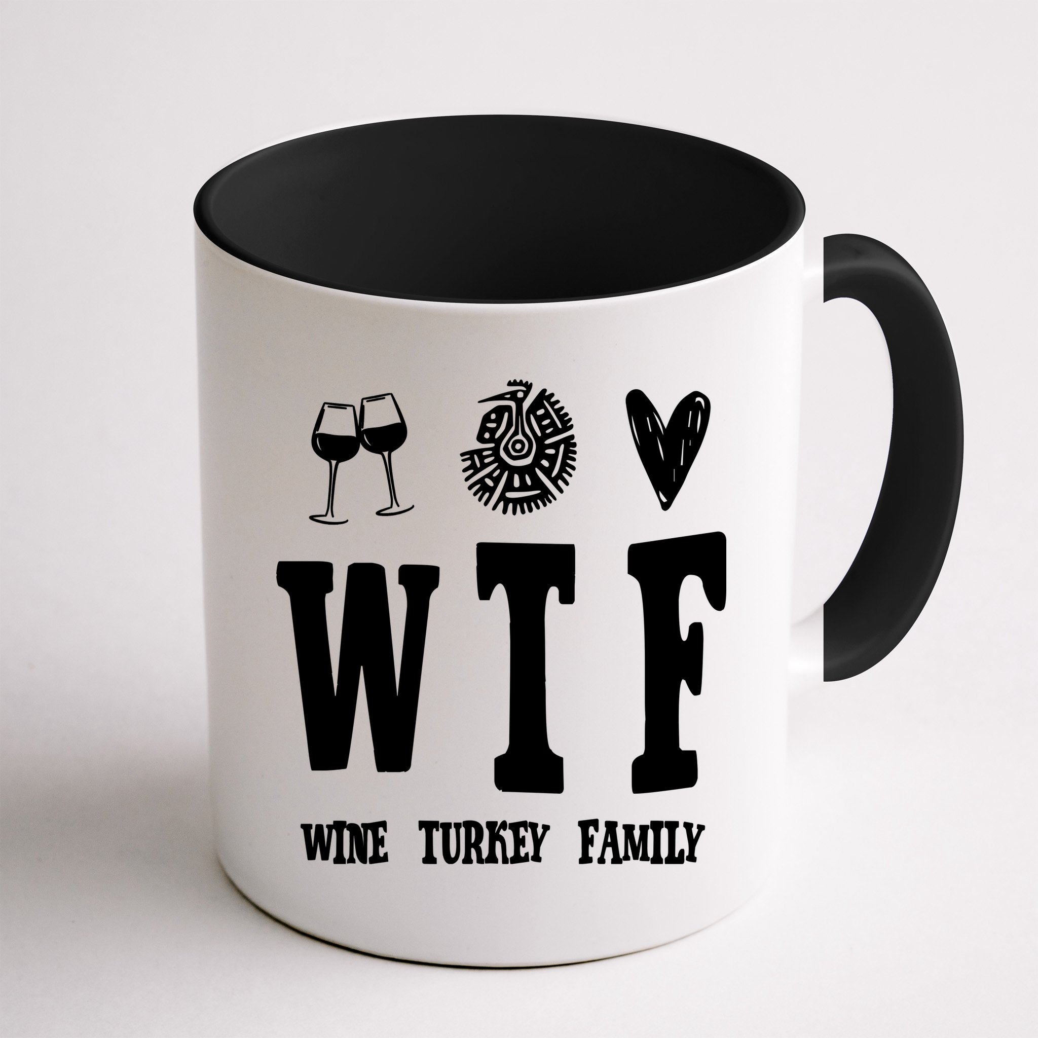 Wtf Wine Turkey Family Funny Holiday Mug