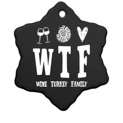 Wtf Wine Turkey Family Funny Holiday Ceramic Star Ornament