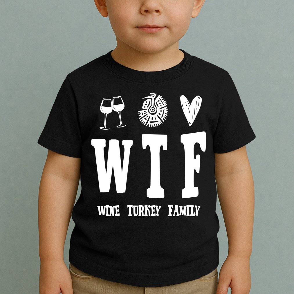 Wtf Wine Turkey Family Funny Holiday Toddler T-Shirt