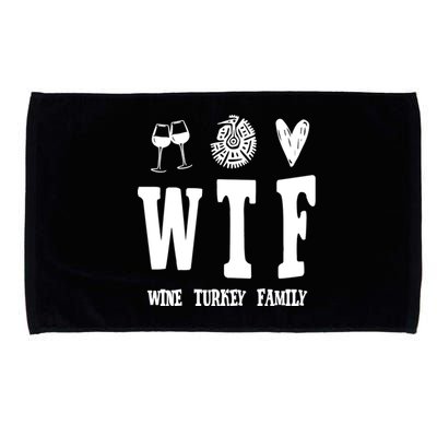 Wtf Wine Turkey Family Funny Holiday Microfiber Hand Towel