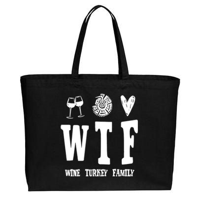 Wtf Wine Turkey Family Funny Holiday Cotton Canvas Jumbo Tote