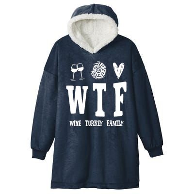 Wtf Wine Turkey Family Funny Holiday Hooded Wearable Blanket