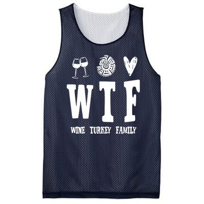 Wtf Wine Turkey Family Funny Holiday Mesh Reversible Basketball Jersey Tank