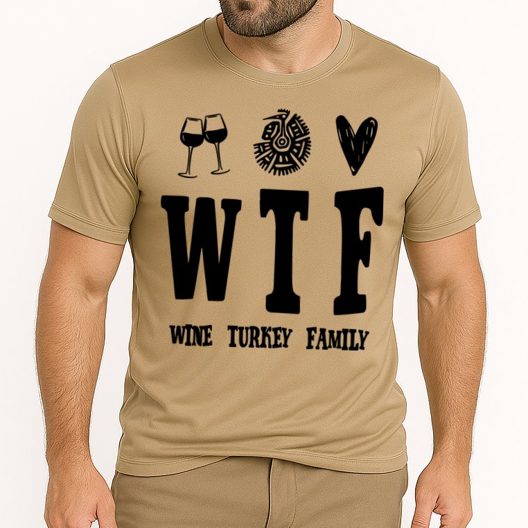 Wtf Wine Turkey Family Funny Holiday Cooling Performance Crew T-Shirt