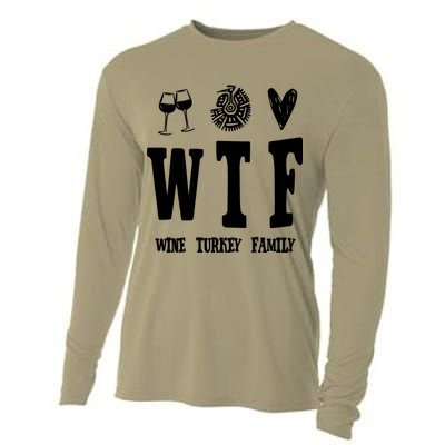 Wtf Wine Turkey Family Funny Holiday Cooling Performance Long Sleeve Crew