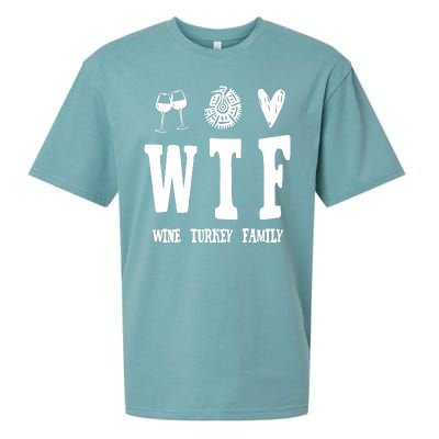 Wtf Wine Turkey Family Funny Holiday Sueded Cloud Jersey T-Shirt