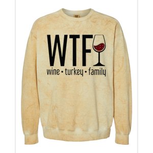 Wtf Wine Turkey Family Colorblast Crewneck Sweatshirt