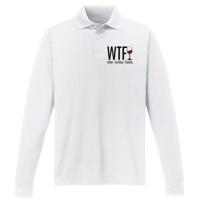 Wtf Wine Turkey Family Performance Long Sleeve Polo