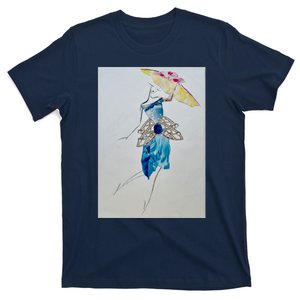 Walking With Umbrella Long T-Shirt