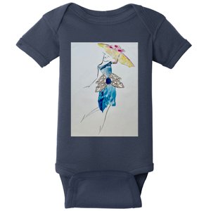 Walking With Umbrella Long Baby Bodysuit