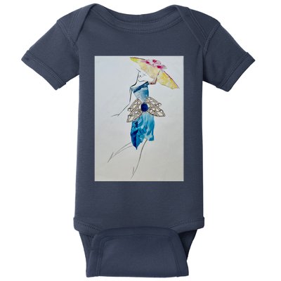 Walking With Umbrella Long Baby Bodysuit