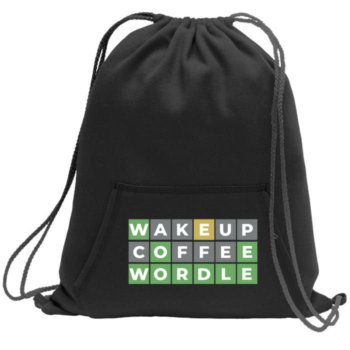 Wordle Wake Up Coffee Wordle Wordle Addict Sweatshirt Cinch Pack Bag