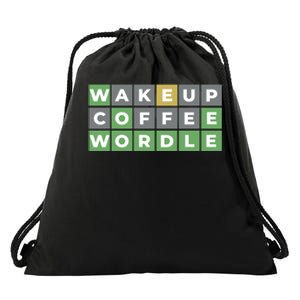 Wordle Wake Up Coffee Wordle Wordle Addict Drawstring Bag