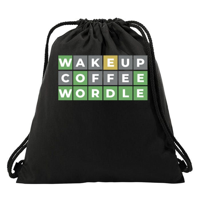 Wordle Wake Up Coffee Wordle Wordle Addict Drawstring Bag