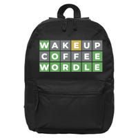 Wordle Wake Up Coffee Wordle Wordle Addict 16 in Basic Backpack