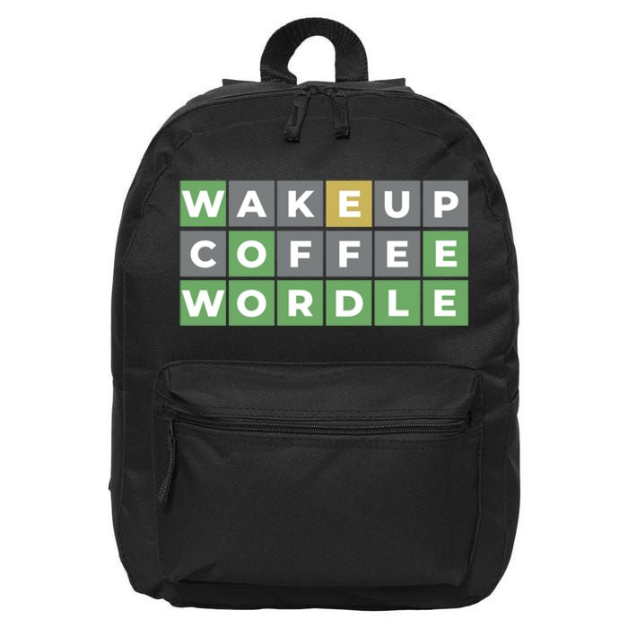 Wordle Wake Up Coffee Wordle Wordle Addict 16 in Basic Backpack