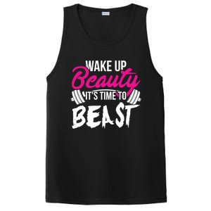 Wo Wake Up Beauty It's Time To Beast Cute Gift Gym Funny Gift PosiCharge Competitor Tank