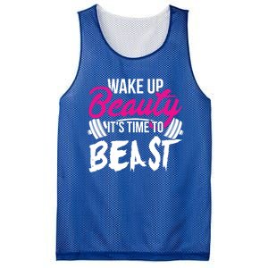 Wo Wake Up Beauty It's Time To Beast Cute Gift Gym Funny Gift Mesh Reversible Basketball Jersey Tank