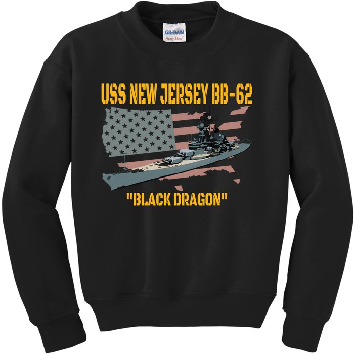 Ww2 Warship Vietnam War Uss New Jersey Bb62 Battleship Kids Sweatshirt