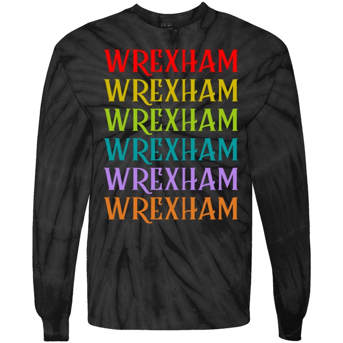 Wrexham Wales Vintage 80s Retro Tie-Dye Long Sleeve Shirt