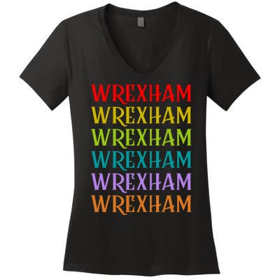 Wrexham Wales Vintage 80s Retro Women's V-Neck T-Shirt