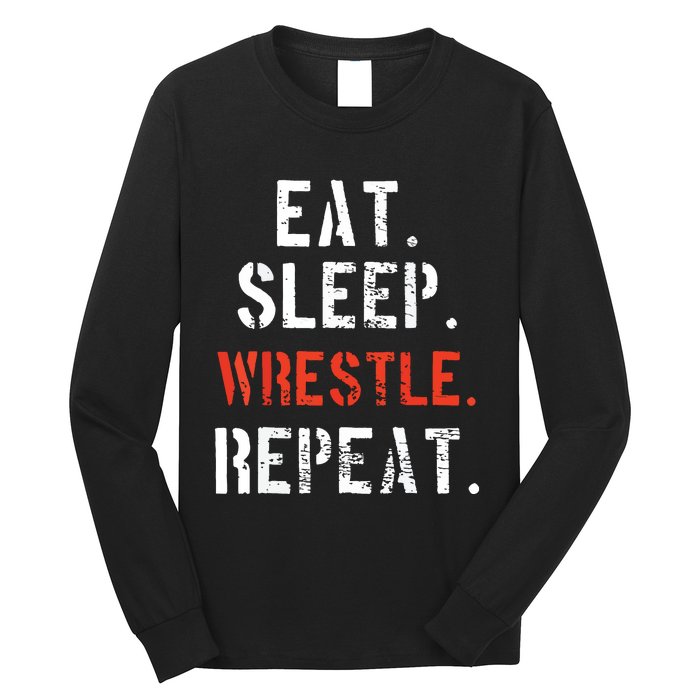 Wrestling Wrestler Vintage Funny Gift Long Sleeve Shirt