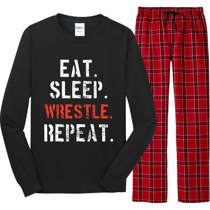 Wrestling Wrestler Vintage Funny Gift Long Sleeve Pajama Set