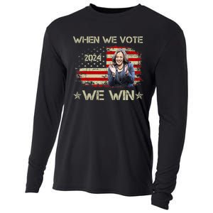 When We Vote We Win Kamala Harris For President 2024 Us Flag Cooling Performance Long Sleeve Crew