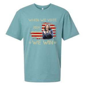 When We Vote We Win Kamala Harris For President 2024 Us Flag Sueded Cloud Jersey T-Shirt