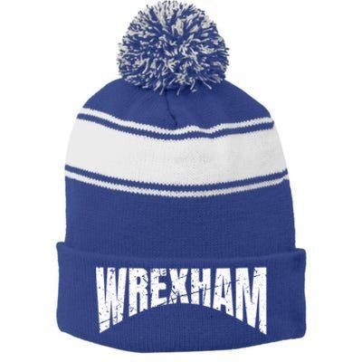 Wrexham Wales Vacation Welsh Dragon Urban Street Art Cute Gift Stripe Pom Pom Beanie