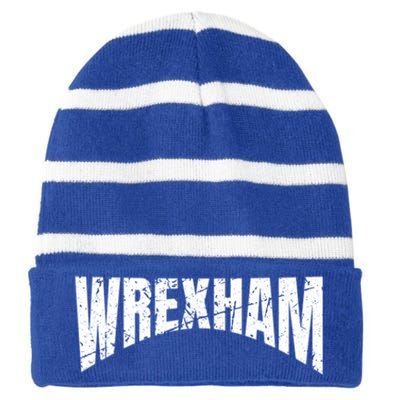 Wrexham Wales Vacation Welsh Dragon Urban Street Art Cute Gift Striped Beanie with Solid Band