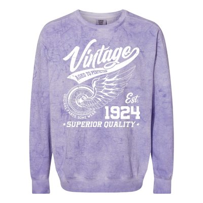 Winged Wheel Vintage 1924 Aged To Perfection Superior Quality 100th Birthday Colorblast Crewneck Sweatshirt