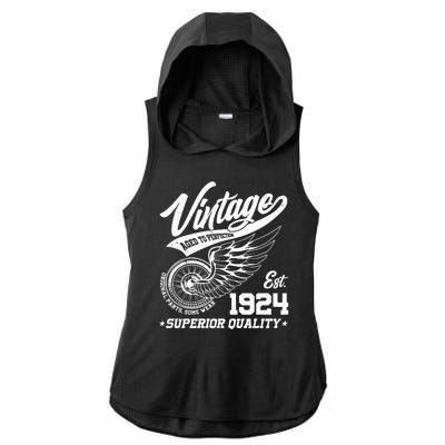 Winged Wheel Vintage 1924 Aged To Perfection Superior Quality 100th Birthday Ladies PosiCharge Tri-Blend Wicking Draft Hoodie Tank