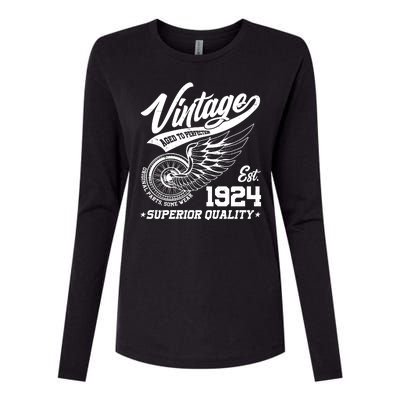 Winged Wheel Vintage 1924 Aged To Perfection Superior Quality 100th Birthday Womens Cotton Relaxed Long Sleeve T-Shirt