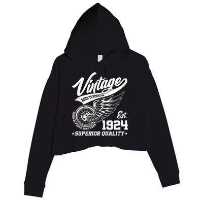 Winged Wheel Vintage 1924 Aged To Perfection Superior Quality 100th Birthday Crop Fleece Hoodie