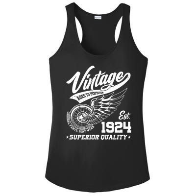 Winged Wheel Vintage 1924 Aged To Perfection Superior Quality 100th Birthday Ladies PosiCharge Competitor Racerback Tank