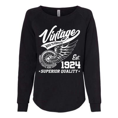 Winged Wheel Vintage 1924 Aged To Perfection Superior Quality 100th Birthday Womens California Wash Sweatshirt