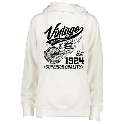 Winged Wheel Vintage 1924 Aged To Perfection Superior Quality 100th Birthday Womens Funnel Neck Pullover Hood