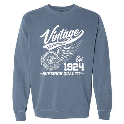 Winged Wheel Vintage 1924 Aged To Perfection Superior Quality 100th Birthday Garment-Dyed Sweatshirt