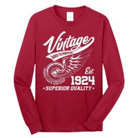 Winged Wheel Vintage 1924 Aged To Perfection Superior Quality 100th Birthday Long Sleeve Shirt