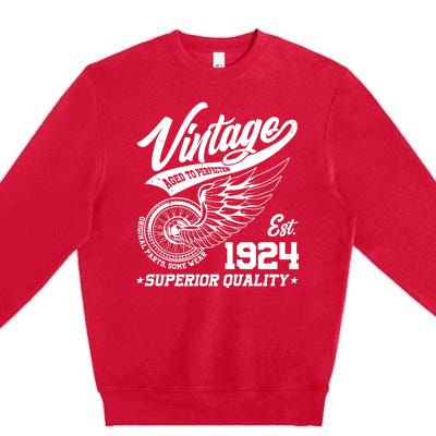 Winged Wheel Vintage 1924 Aged To Perfection Superior Quality 100th Birthday Premium Crewneck Sweatshirt