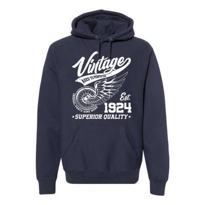 Winged Wheel Vintage 1924 Aged To Perfection Superior Quality 100th Birthday Premium Hoodie