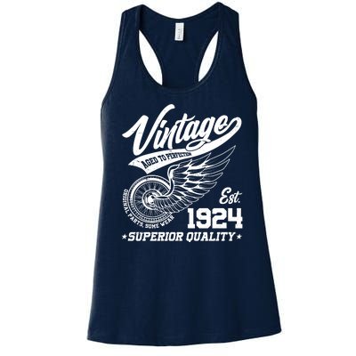 Winged Wheel Vintage 1924 Aged To Perfection Superior Quality 100th Birthday Women's Racerback Tank