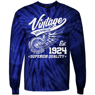 Winged Wheel Vintage 1924 Aged To Perfection Superior Quality 100th Birthday Tie-Dye Long Sleeve Shirt