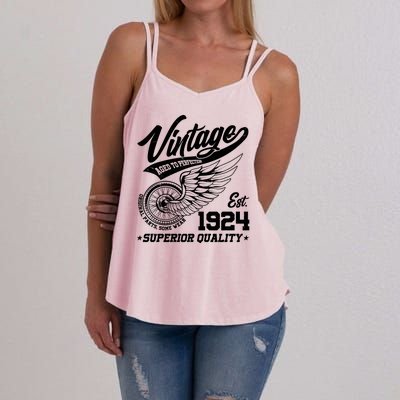 Winged Wheel Vintage 1924 Aged To Perfection Superior Quality 100th Birthday Women's Strappy Tank